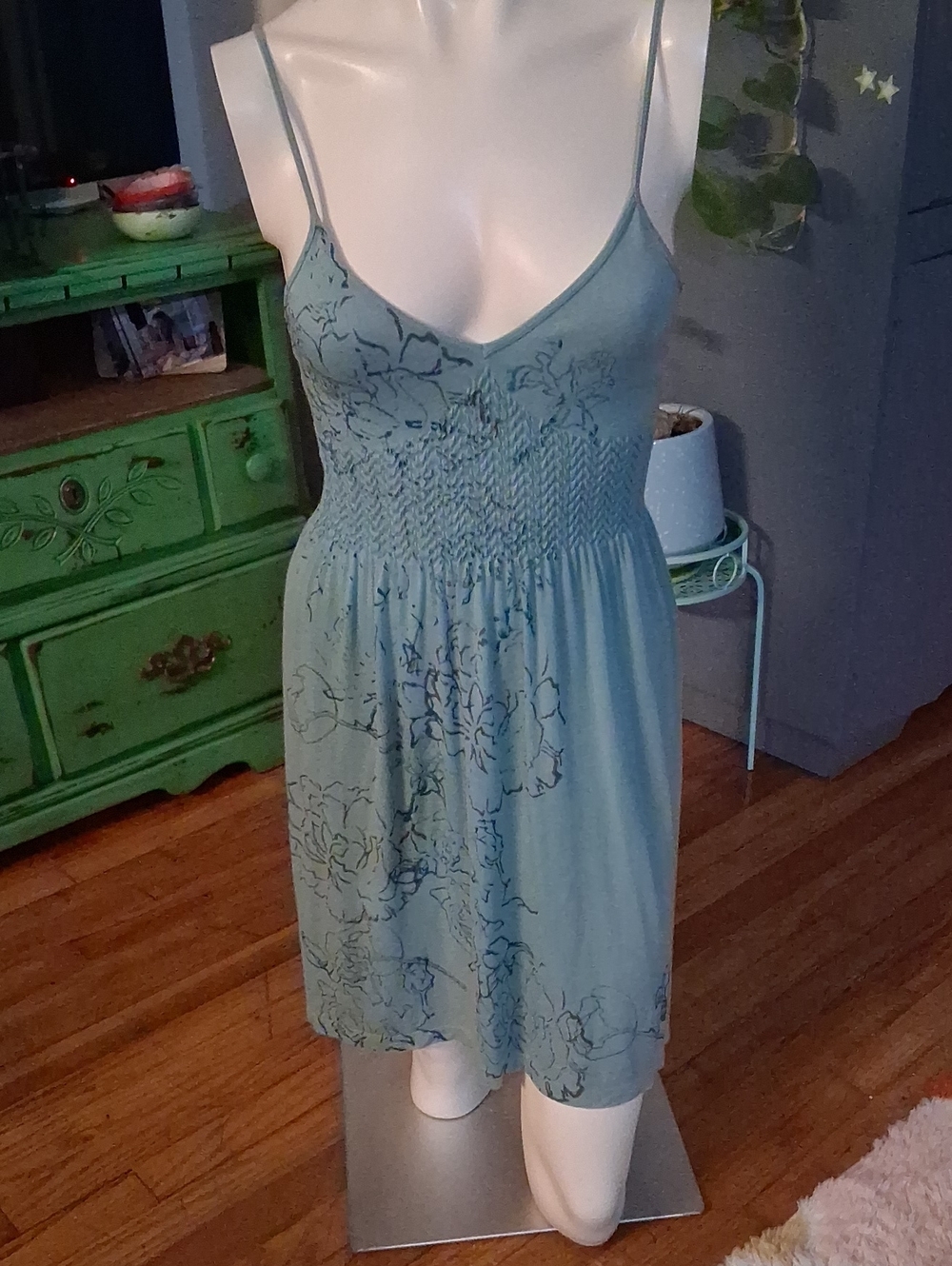 M. Rena Seafoam Spaghetti-Strap Floral Chemise